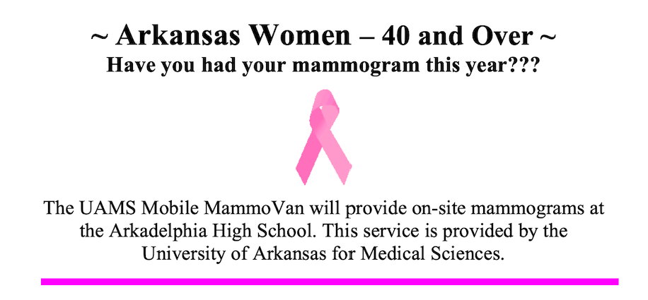 UAMS Mammovan Coming Again to AHS