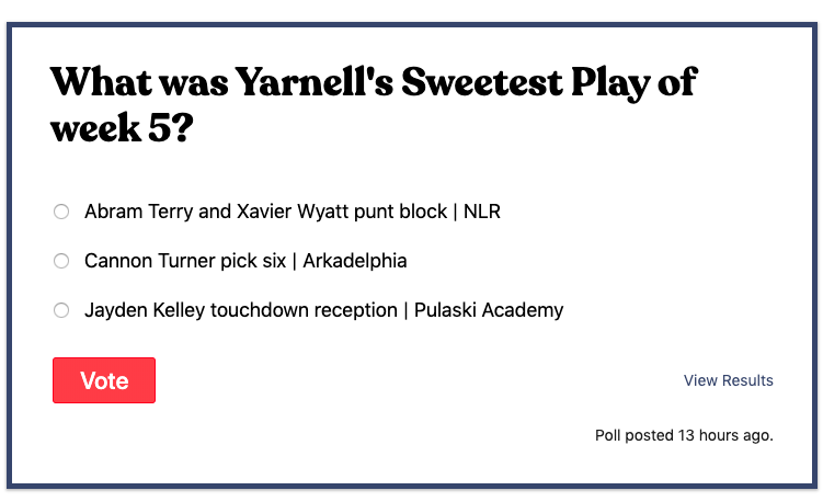 Vote for Yarnell's Sweetest Play of the Week