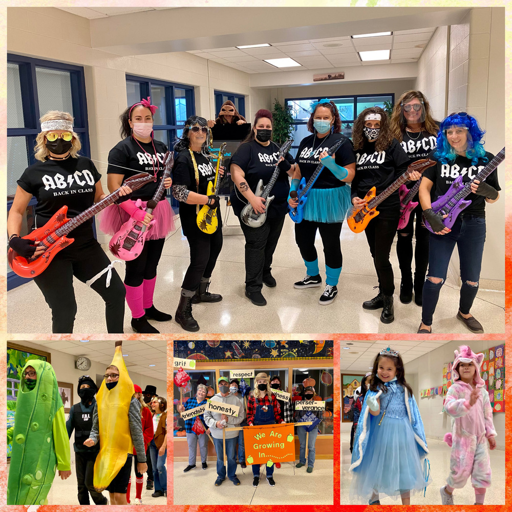 Students and staff dressed for halloween