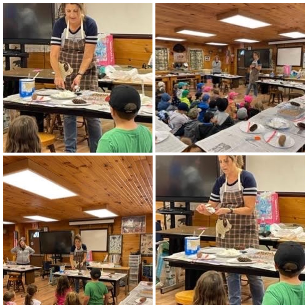 First Graders Making Pine Cone Feeders Bedford Elementary School