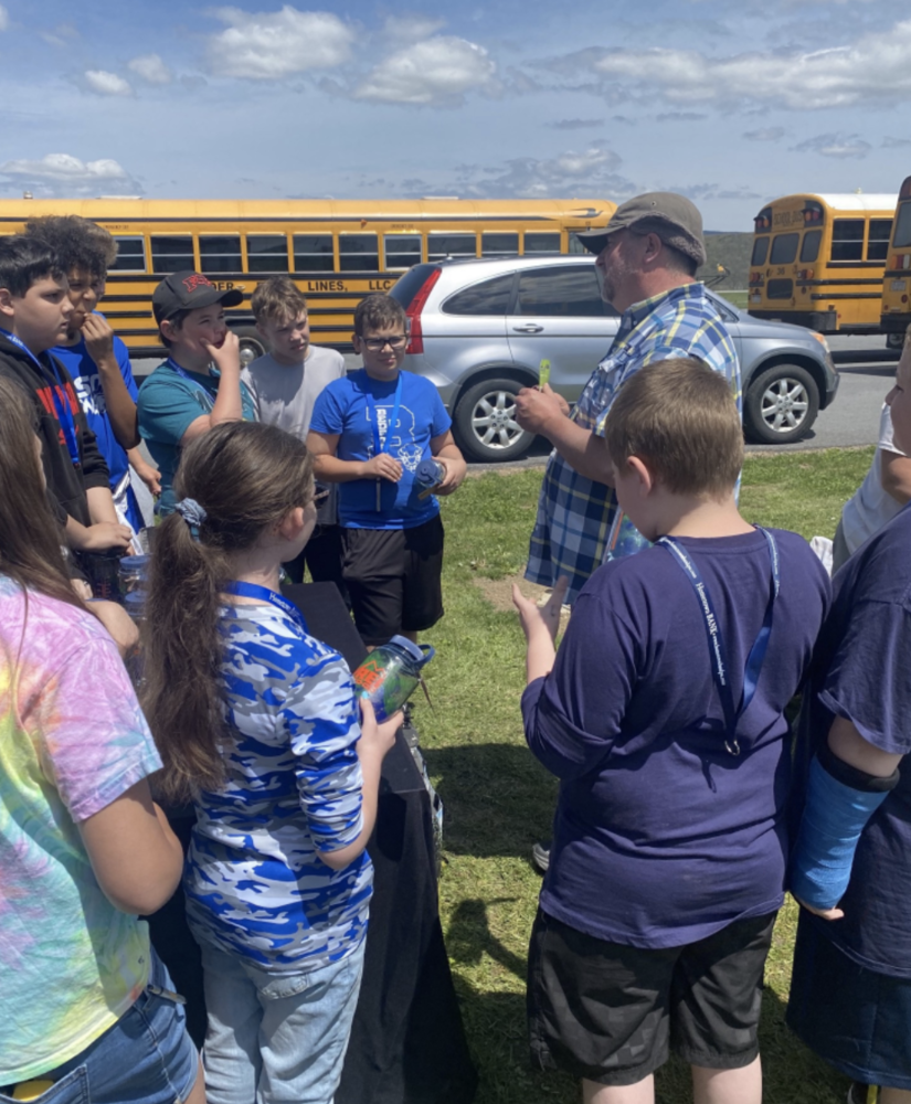 Kids talking to an adult for career day