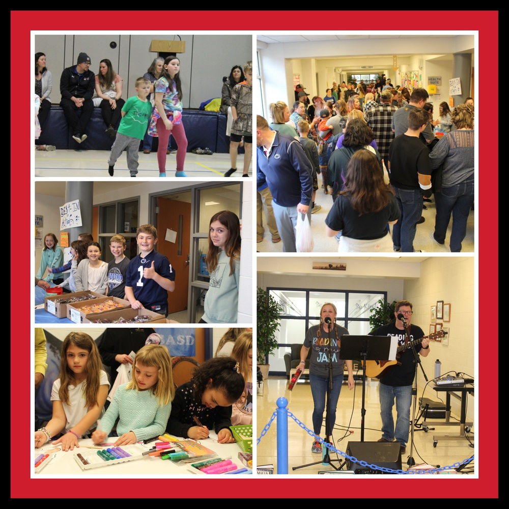 Students are parents at the art show/ book fair