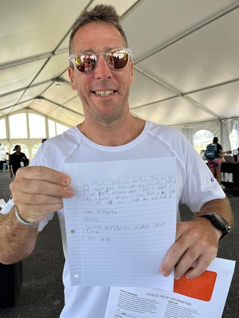 Ironman holding letter