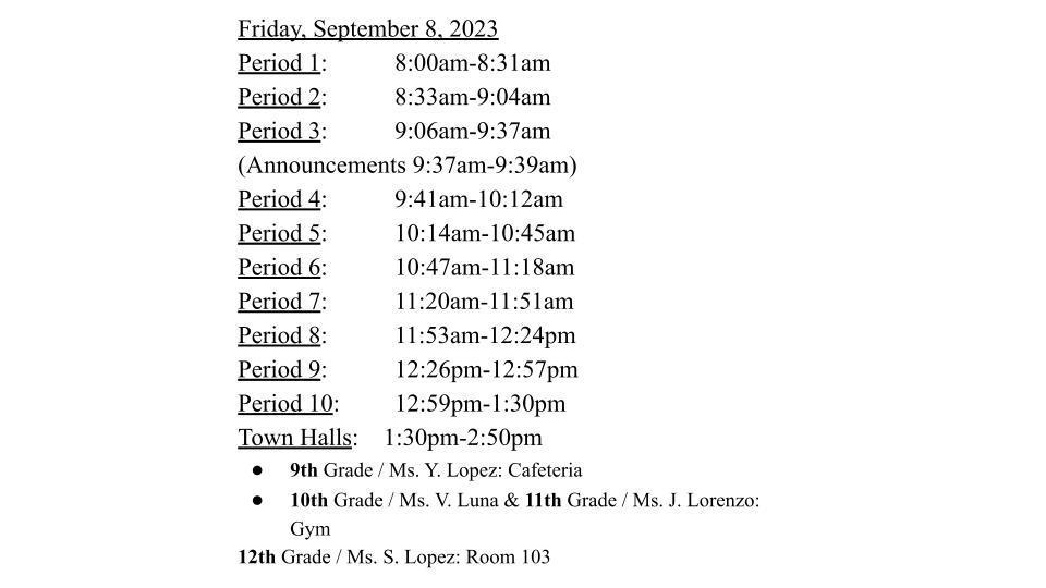 Bell Schedule 09 08 23 Gregorio Luperon For Science And Mathematics