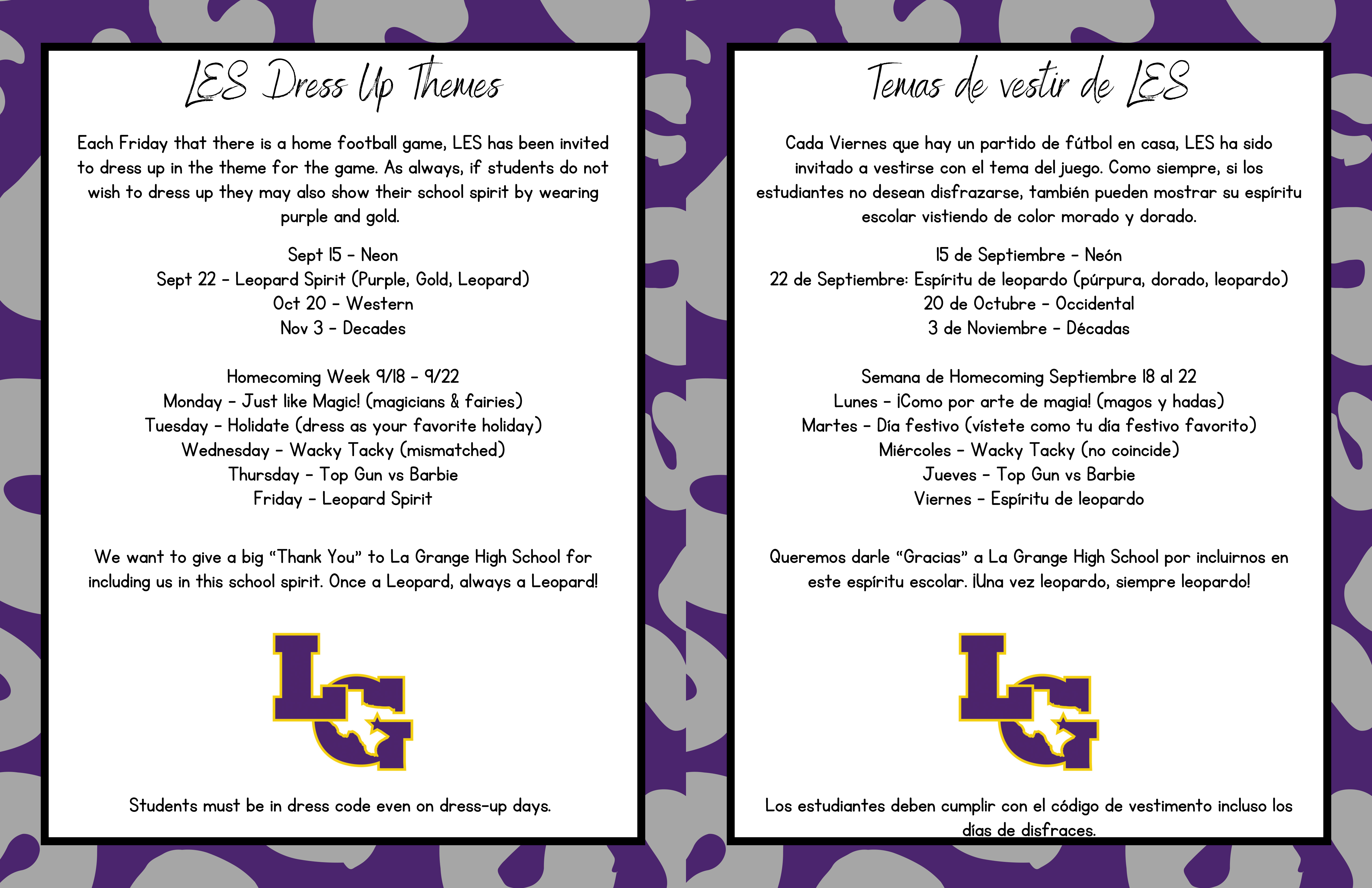 LES Dress Up Themes | La Grange Elementary School