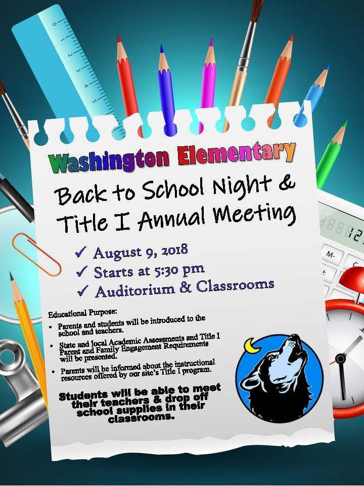 Washington Back to School Night & Title I Annual Meeting