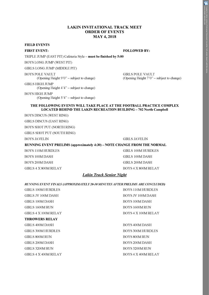 Order of Events