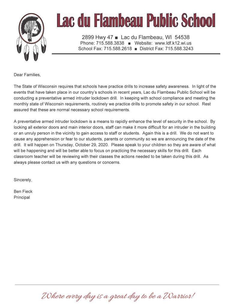 Armed Intruder Letter