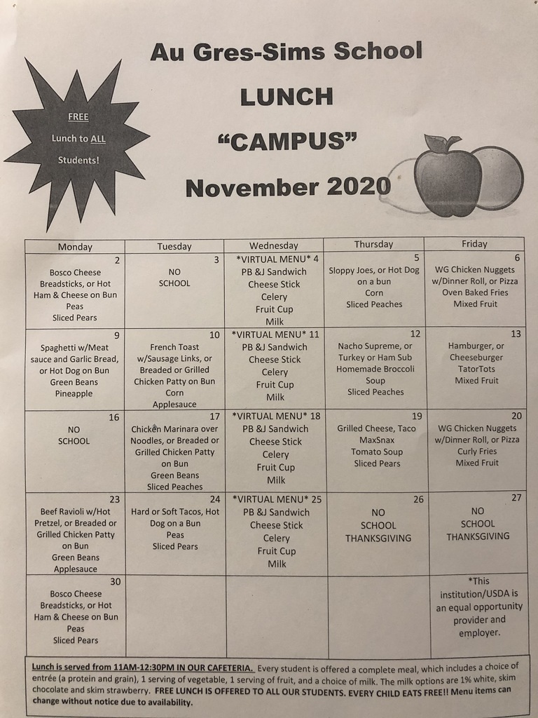 Campus November Menus