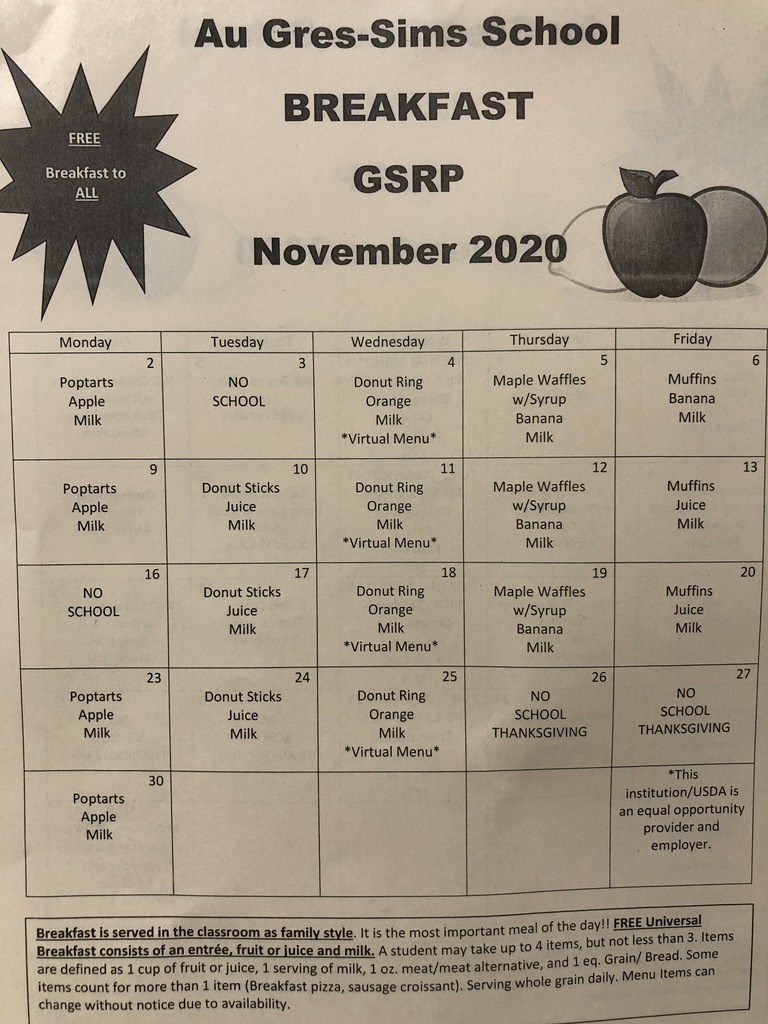 Campus November Menus