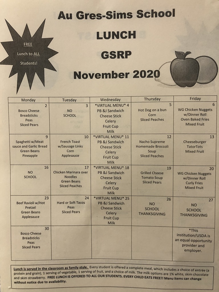 Campus November Menus