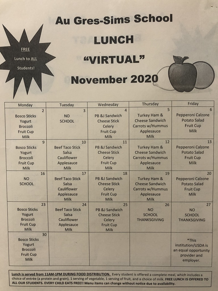 Virtual November Menus