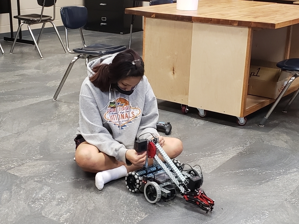 Students were building, programming, and writing code for their robots.