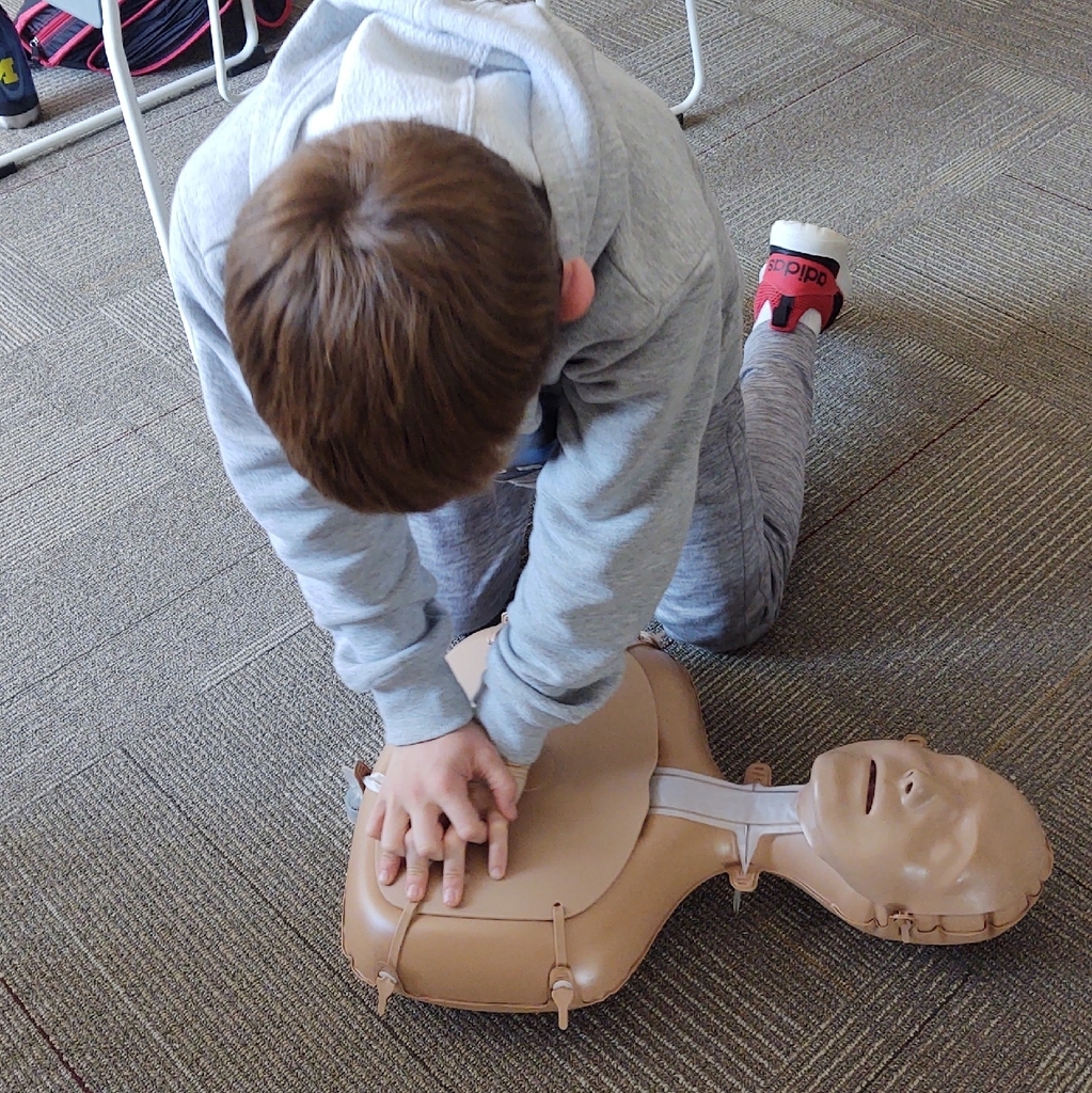 Mrs. Stanley's 7th grade health students practiced their hands only CPR skills today.