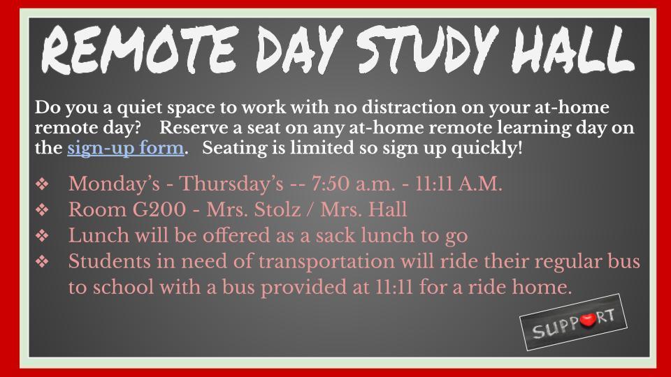 Remote Learning Day Study Hall Sign-up