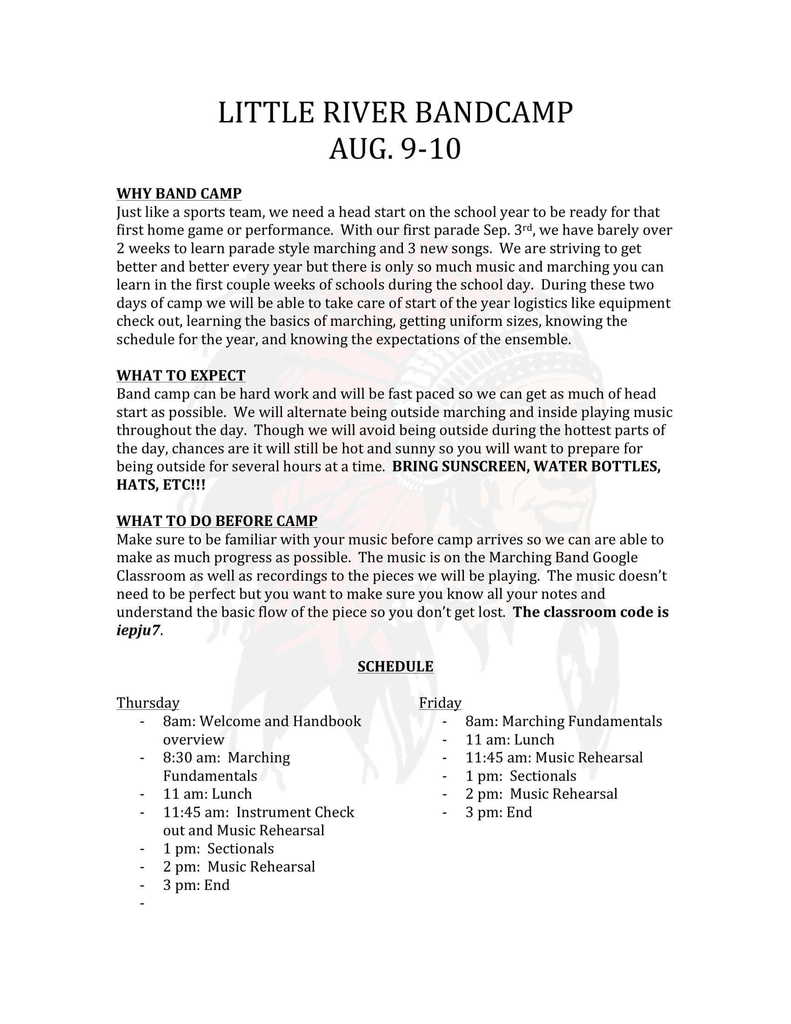 Band Camp Letter