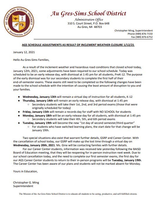 schedule change_011221