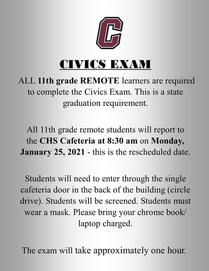 Civics Exam Rescheduled