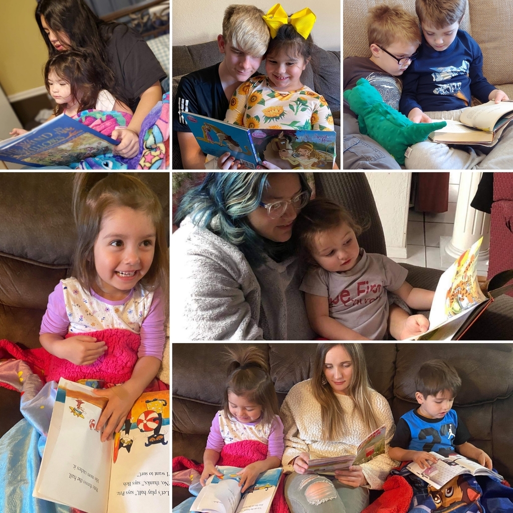 Collage of students reading books