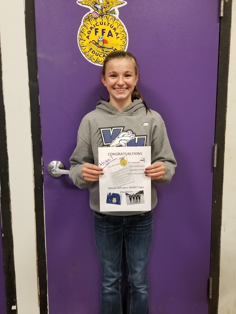 Abigail Steinfort earned her first FFA jacket by reciting the FFA creed