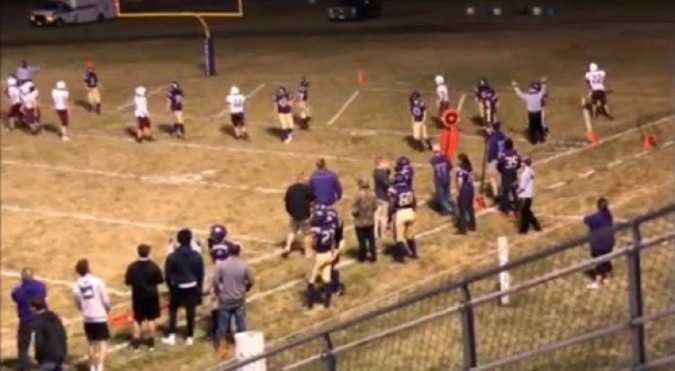 Carson Hutchison scoring his first High School touchdown. 