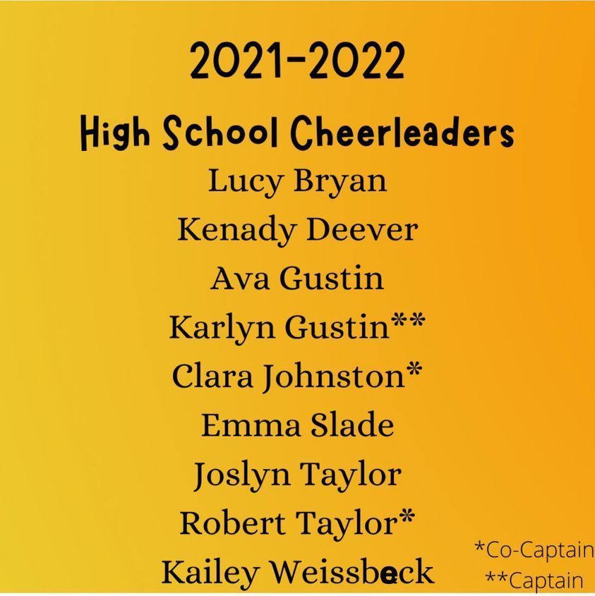 High School Cheer Team for 2021-22