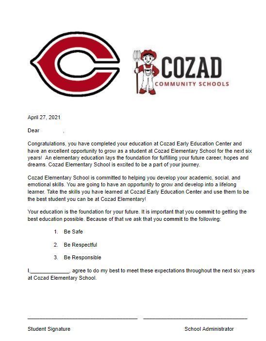 Letter of Intent Pre-K