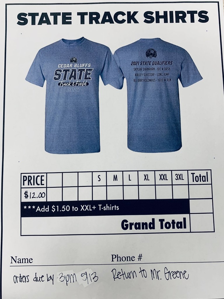 state track tshirts