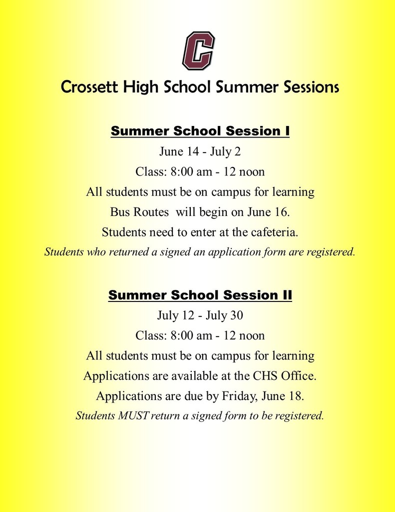 Summer School Registration Reminder