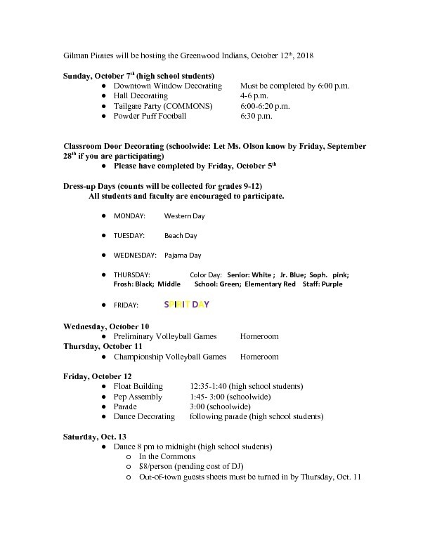 Homecoming Information