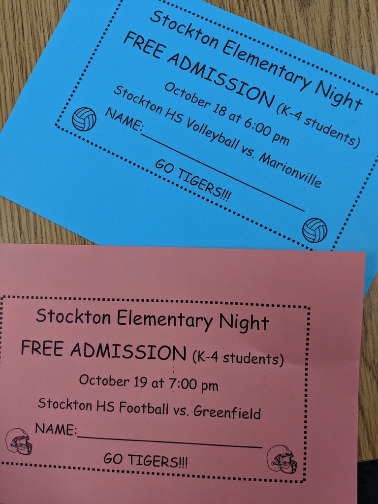 Elementary students are coming home with Free Admission Tickets for Thursday's high school volleyball game and Friday's Homecoming football game.  