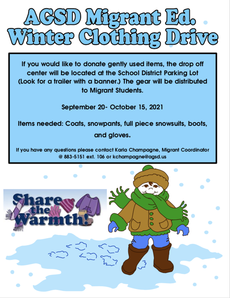 AGSD Migrant Ed. Winter Clothing Drive