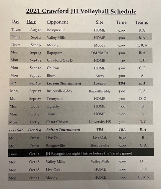 VB Schedule