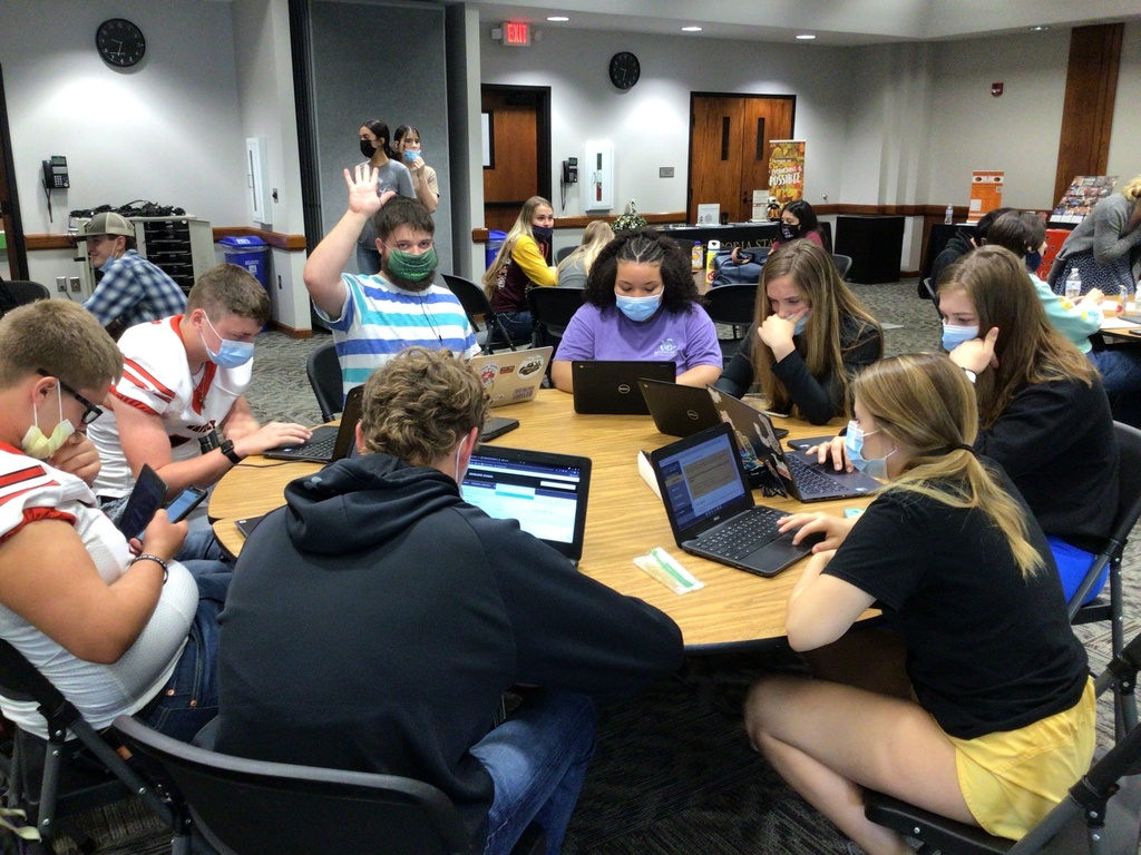 Students working online
