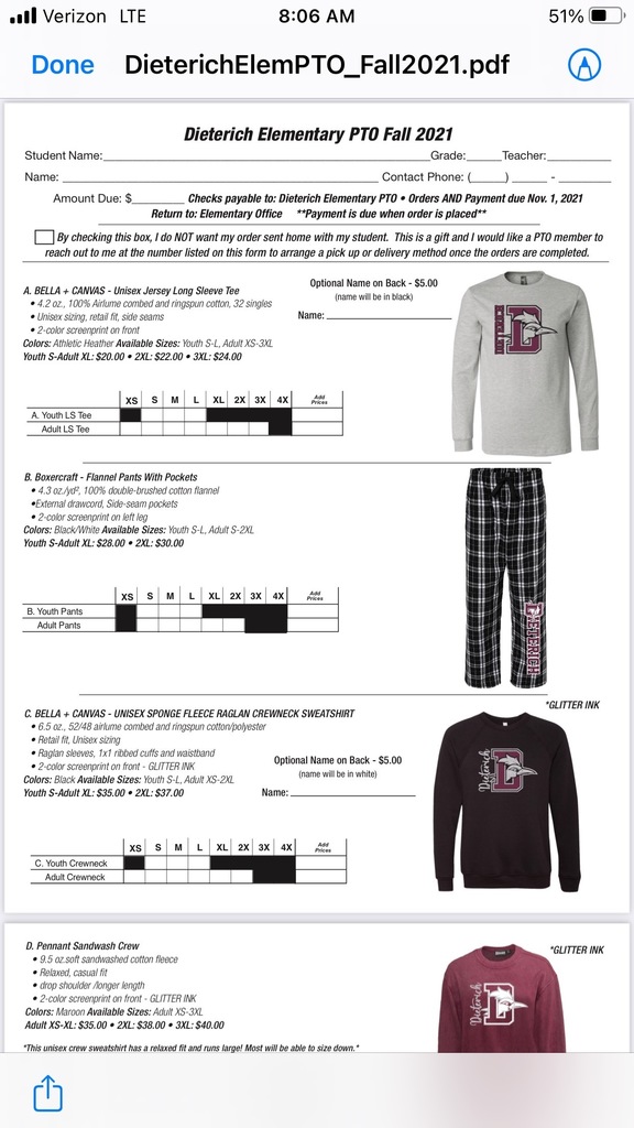 PTO Fall Order