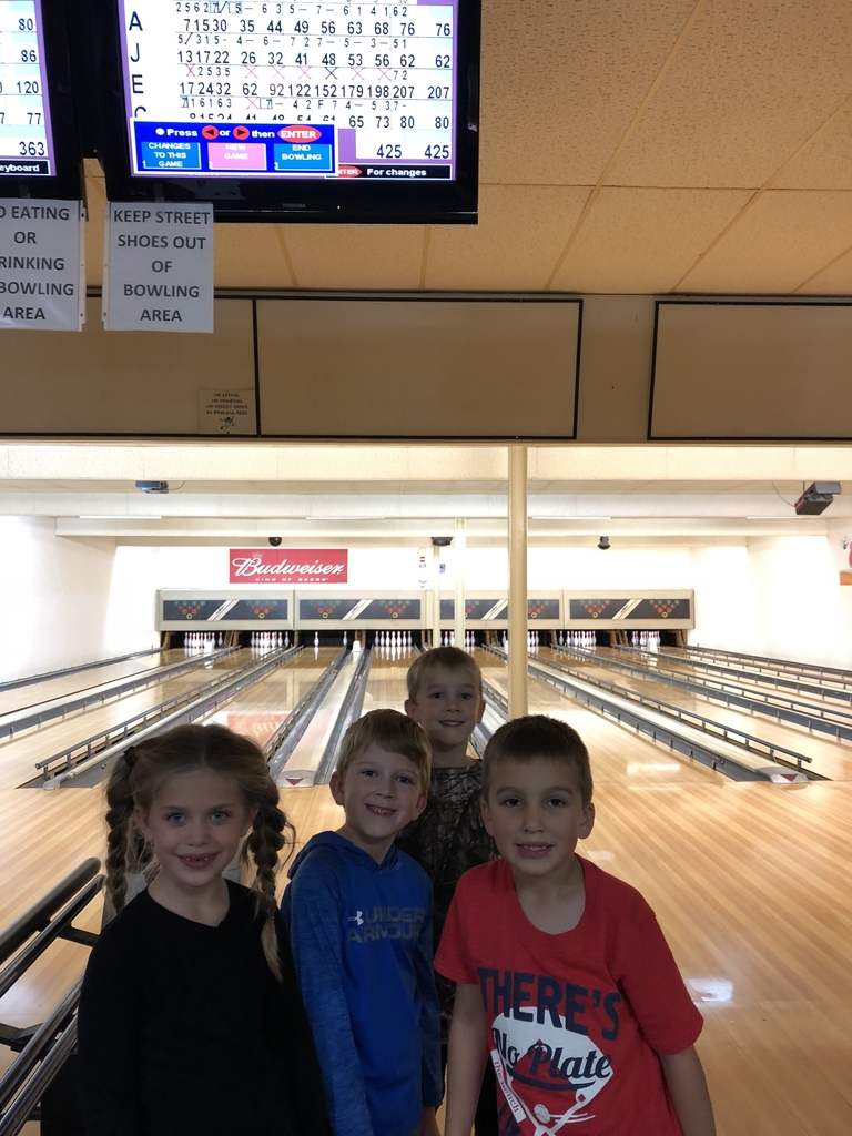 Bowling fun in after school program.   This was our winning team with a total score of 425.  🎳