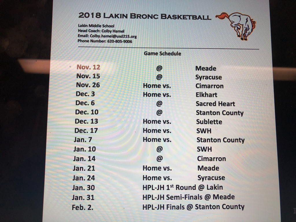 Game schedule
