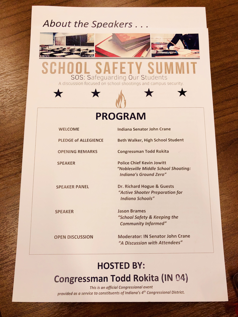 School Safety Summit today, hosted by Congressman Rokita.