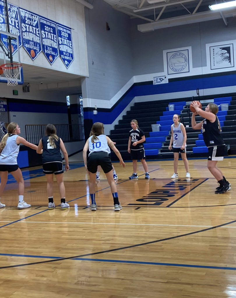 Lacie Frear shows good free throw shooting form.