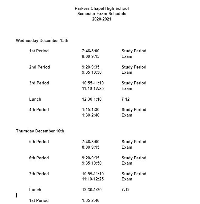 Exam Schedule