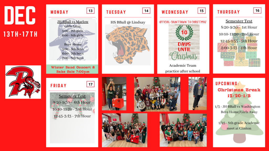 PJH weekly calendar