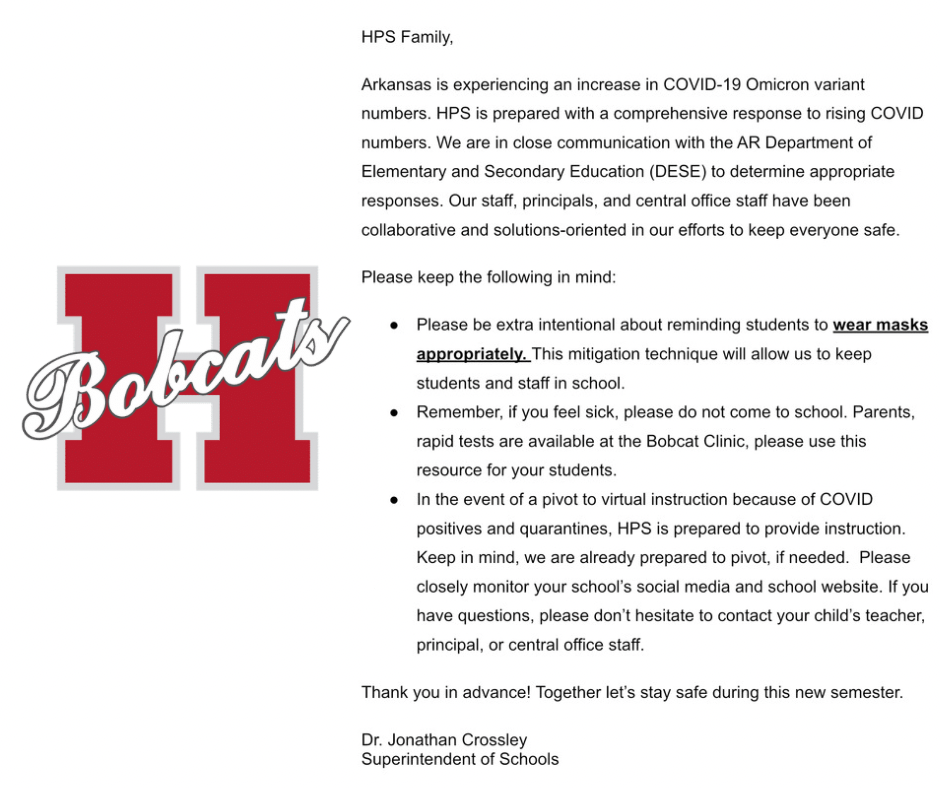 HPS Omicron Letter