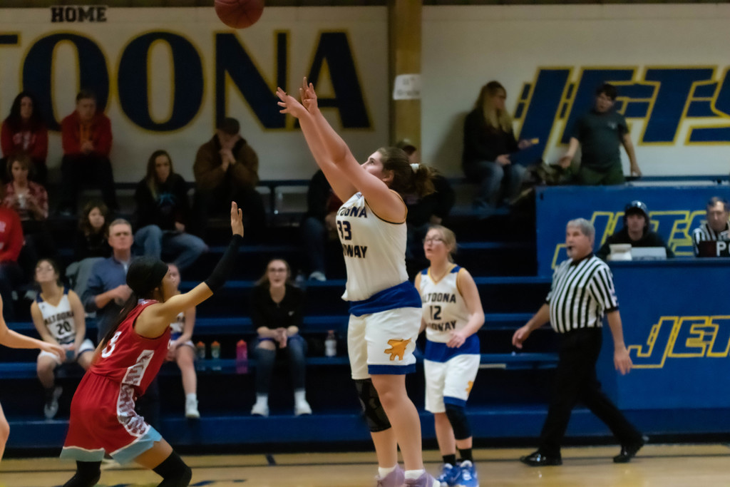 Mariah shoots 3 pointer.