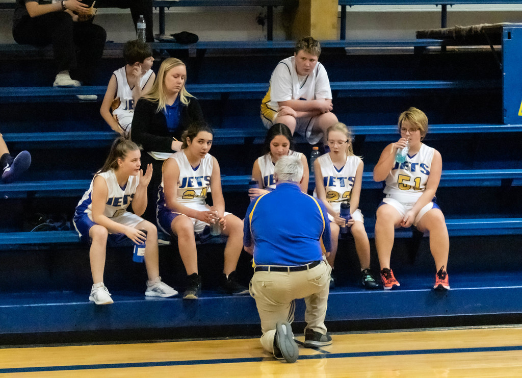 AMMS girls team huddle