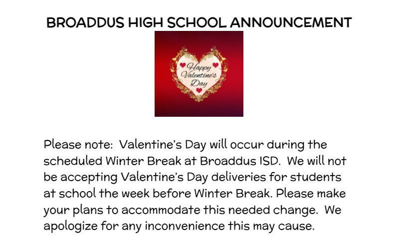 Regarding Valentine's Day Deliveries