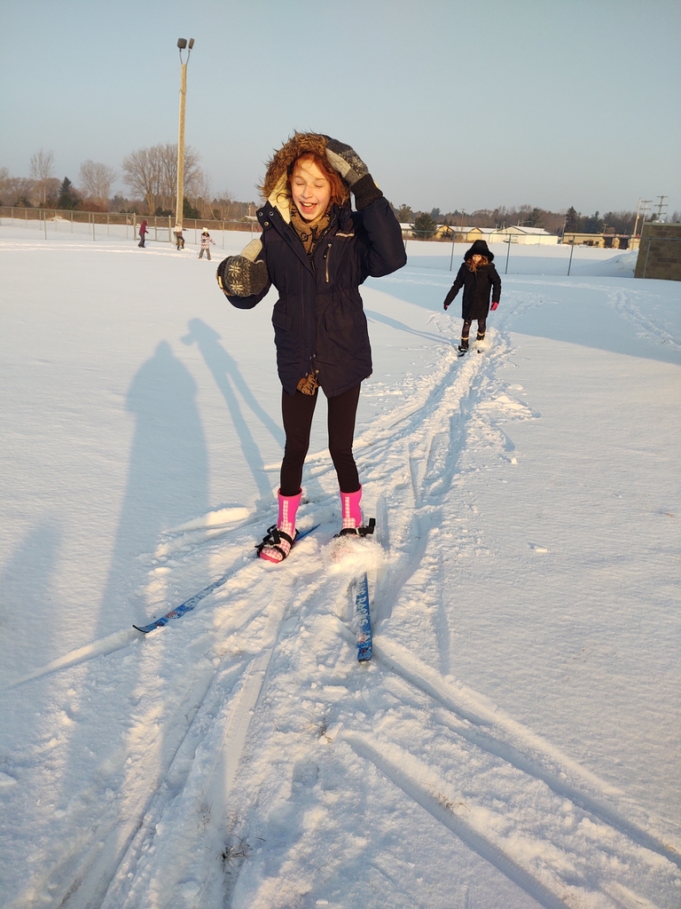 These two awesome 5th grade skiers broke the first trail of the big ski loop today!