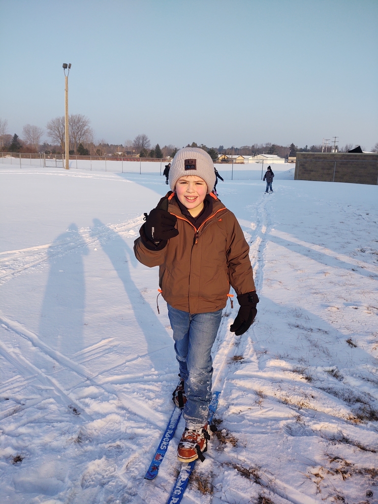 These two awesome 5th grade skiers broke the first trail of the big ski loop today!