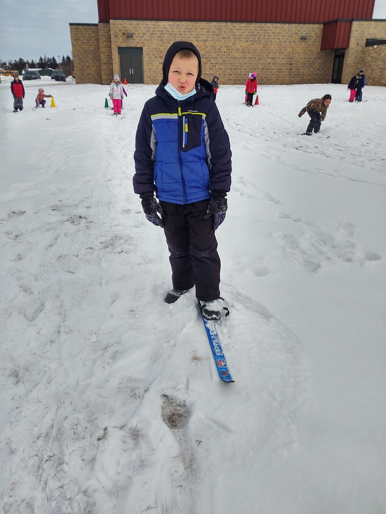 Second graders worked on gliding on one ski today in PE! 
