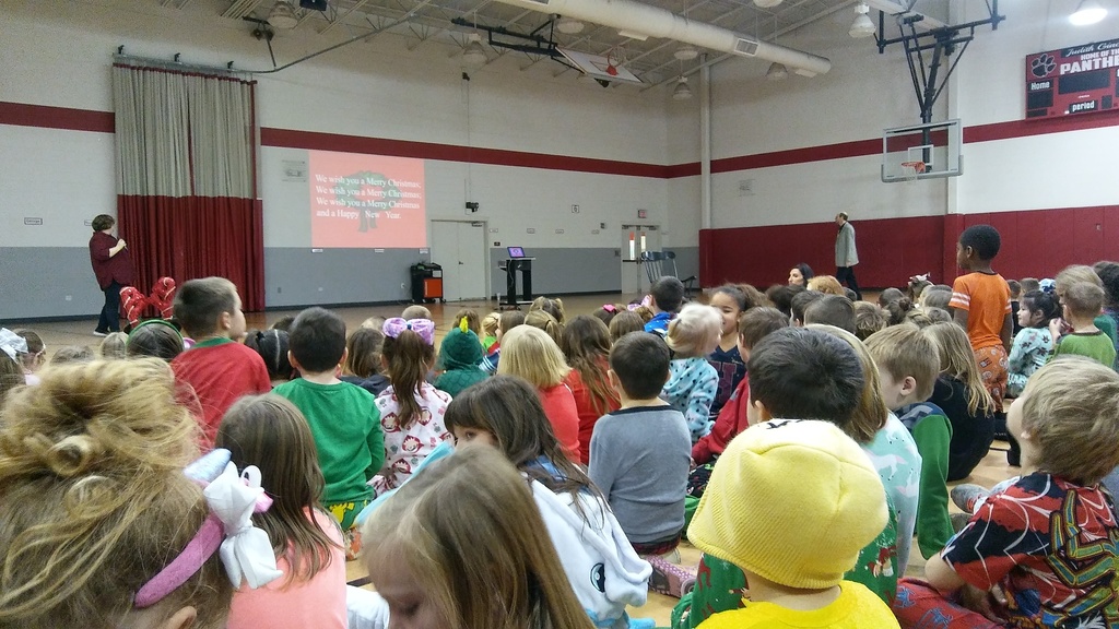 An entire school singing together!