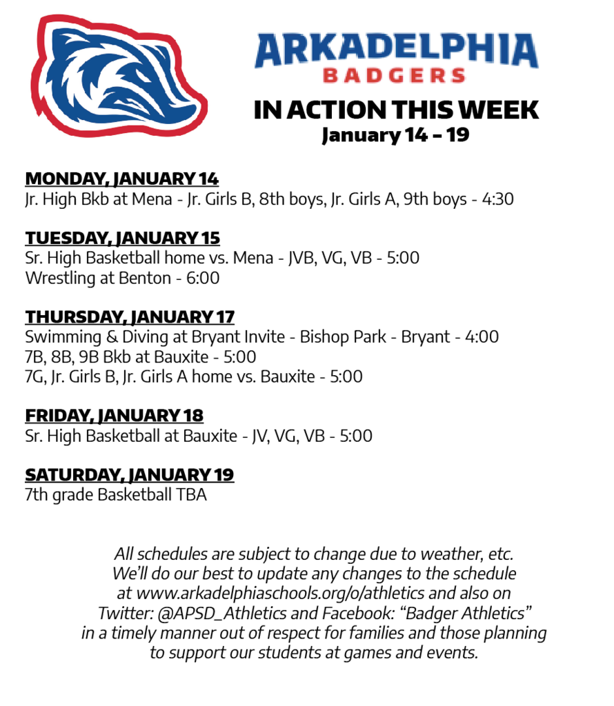 This Week in APSD Athletics: Jan. 14-19